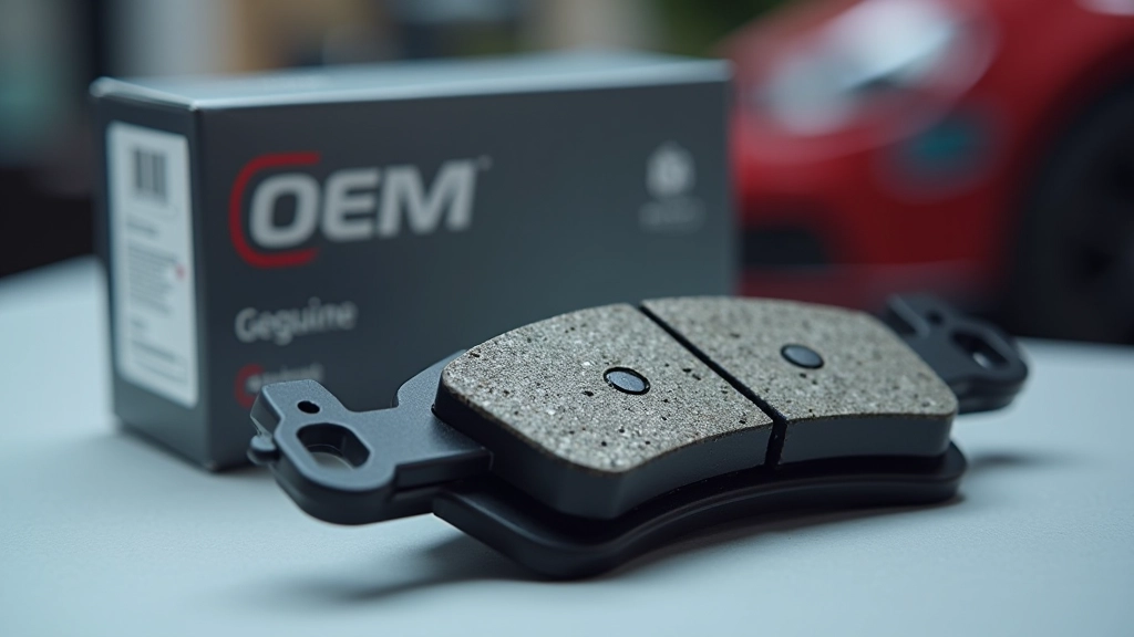 Genuine OEM brake pads in original manufacturer packaging with warranty information clearly visible